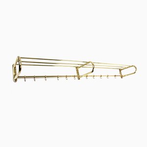 Vintage Bauhaus Style Brass Coat and Hat Rack, 1940s