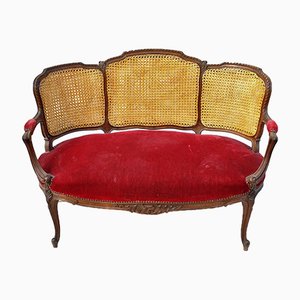 Louis XV Style Mahogany and Cane Lounge Chair