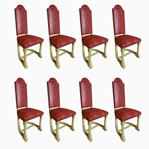 Vintage Stühle mit hoher Rückenlehne, 10er Set