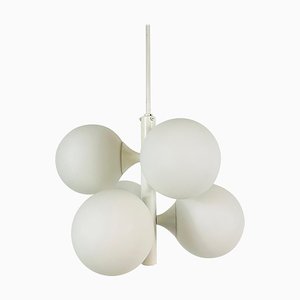 Mid-Century Space Age White 4-Arm Chandelier from Kaiser Leuchten, Germany, 1960s