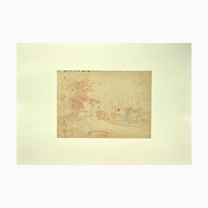 Jan Peter Verdussen, Landscape, 18th Century, Original Sanguine Drawing