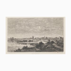 Les Marais -Etching de Maillart after T. Rousseau, 1880