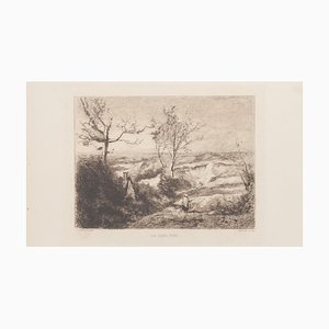 Gravure à l'Eau-Forte La Sablière 19ème Siècle après C. Corot par GM Greux