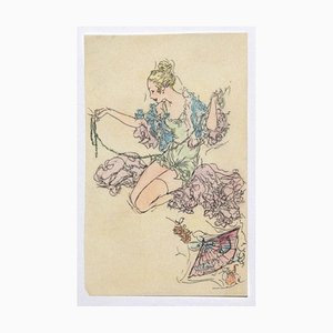 Frauenfigur Originaltinte und Pastell auf Papier
