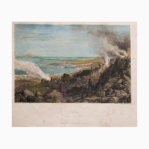 Grabado original sobre el paisaje Napoli Landscape, siglo XIX