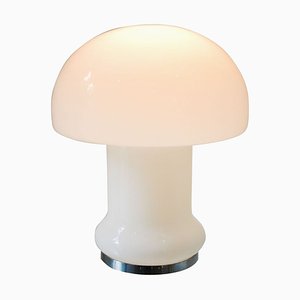 Lámpara de mesa en forma de hongo de vidrio blanco de Enrico Tronconi, años 60
