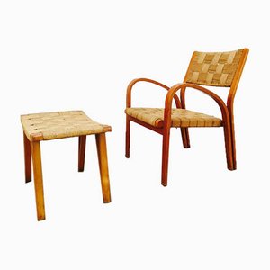 Raffia Sofa and Chairs, 1960s, Set of 5
