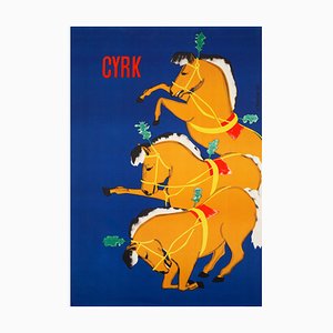 Affiche CYRK Bowing Horses par Boleslaw Penciak, 1960s