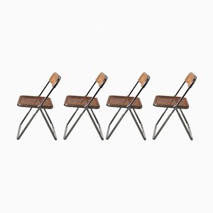 Mid-Century Plia Cane Dining Chairs by Giancarlo Piretti for Castelli / Anonima Castelli, Set of 4