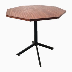 Mid-Century Hexagonal Rosewood Dining Table with Black Iron Structure