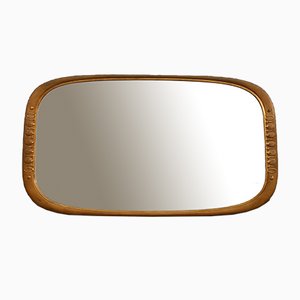 Espejo rectangular de madera tallada y oro de 24kt de Osvaldo Borsani para Atelier Borsani Varedo, años 50