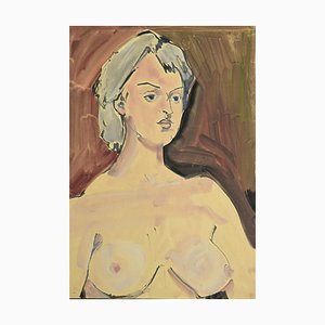 Retrato de una mujer dibujando en tempera y acuarela de Tibor Gertler