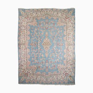 Blauer floraler Middle East Teppich mit Border & Medaillon, 1950er