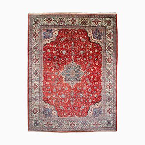 Middle East Floral Rusty Red Rug with Medallion and Border, 1960s