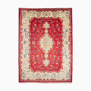 Middle East Floral Wine Red Rug with Border and Medallion, 1940s