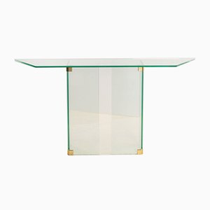 Glass and Brass Console Table, 1970s