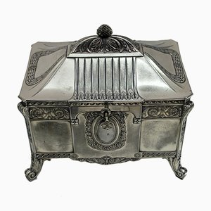 Antique German Art Nouveau Silver-Plated Jewelry Box from WMF