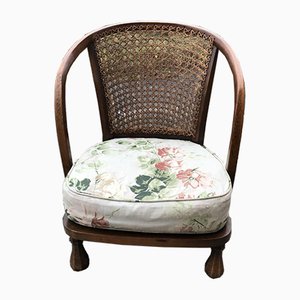 Vintage Floraler Sessel aus Holz und Stoff, 1950er