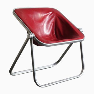Italian Red Model Plona Lounge Chair by Giancarlo Piretti for Castelli / Anonima Castelli, 1970s