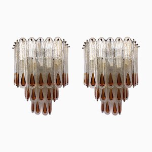 Large Murano Glass Wall Lights from Mazzega, 1970s, Set of 2