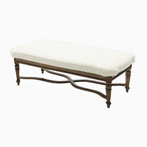 Neoclassical French Oak and Terry Bench, 1920