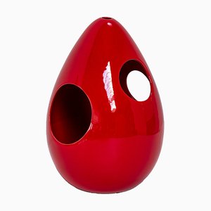 Italian Red Ceramic Decorative Table Lamp by Pino Spagnolo for Sicart, 1970s