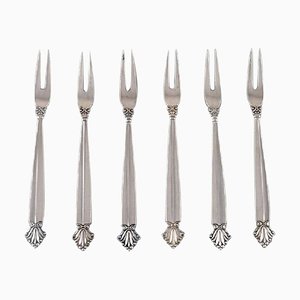 Acanthus Cold Meat Forks by Johan Rohde for Georg Jensen, 1920s, Set of 6