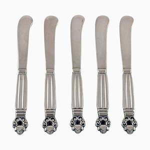 Georg Jensen Acorn Butter Knives in Sterling Silver, 1940s, Set of 5