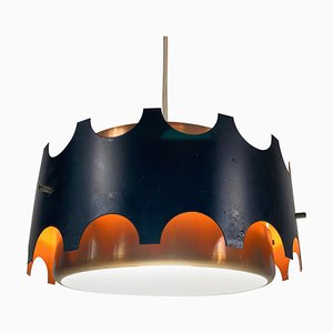 Hängelampe aus Kupfer & Schwarz, 1960er