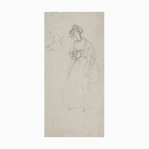 Woman Figure Pencil on Paper by Edmund De Beaumont, 1853