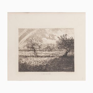 L'Arc en Ciel Etching by R.P. Grouiller after J.F. Millet, 19th Century