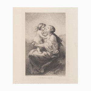 Aguafuerte Psyche and Love sobre papel de Narcisse Virgilio Diaz, 1800