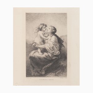 Psyche and Love Etching on Paper by Narcisse Virgilio Diaz, 1800