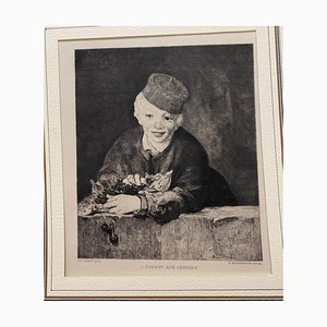 L'Enfant aux Cerises Etching by H. Beren Greed after E. Manet, 1900