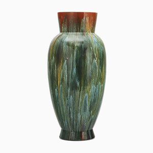 Große Vase in Tropfenform mit Blauem Glas von Christopher Dresser für Linthorpe Pottery