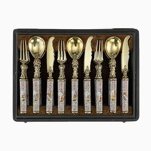 Set di posate in argento massiccio e argentato di Hermann Ratzersdorfer, Austria, 1880, set di 18