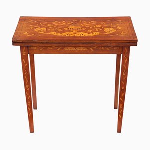 Antiker viktorianischer klappbarer Kartentisch aus Mahagoni mit Intarsien