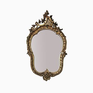 Espejo de repisa grande dorado, siglo XIX