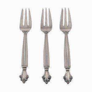 Acanthus Pastry Forks by Johan Rohde for Georg Jensen, Set of 3