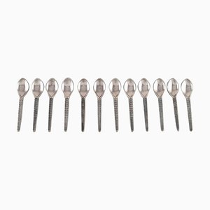 Polar Coffee Spoons by John Gulbrandsrød for Nils Hansen & Oslo Sølvvareverksted, Set of 12