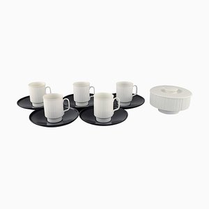 Porcelain Noire Mocha Cups with Saucers by Tapio Wirkkala for Rosenthal, Set of 11