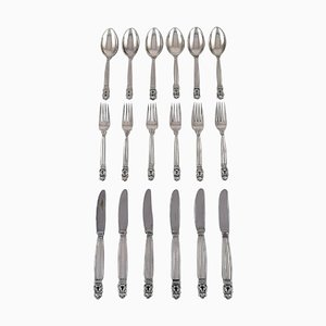 Lunch Service for 6 People by Johan Rohde for Georg Jensen, 1930s, Set of 18