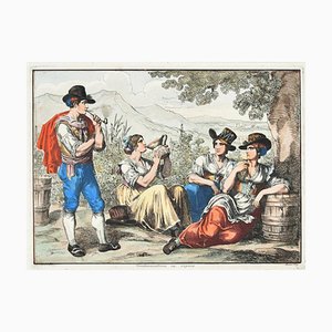 Bartolomeo Pinelli, Raisineuses au Repos, 1819, Gravure
