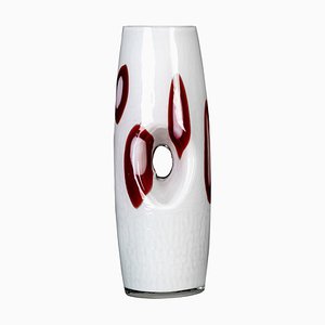 Weiß Geblasene Murano Vase, 1960er
