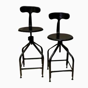 Adjustable Metal High Stools from Nicolle, 1960s, Set of 2