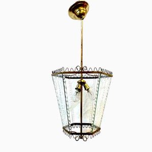 Lampe à Suspension Lanterne Vintage en Laiton de Venini