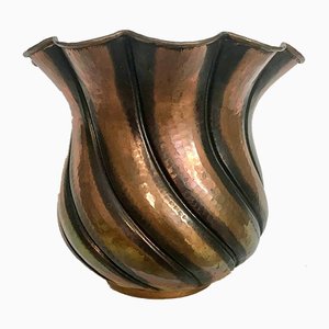 Cache-pot ou Vase en Cuivre Traité par Egidio Casagrande pour Borgo Valsugana, Italie, 1950s