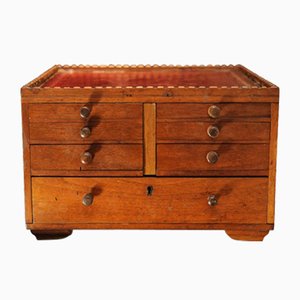 Antique Double Sided Cabinet with Oxblood Leather