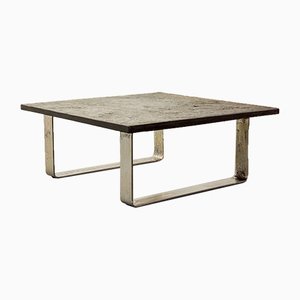 Ardesia Collection Brutalist Square Slate Stone Coffee Table in the style of Pia Manu