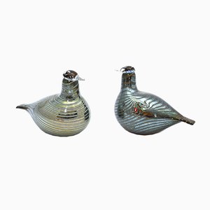 Langschwänzige Vintage Vögel aus Glas von Oiva Toikka für Iittala, 2er Set